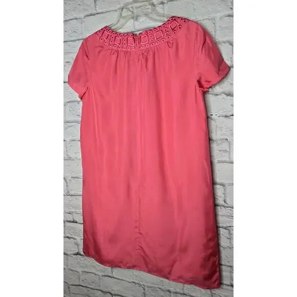 Lilly Pulitzer 100% silk pink embroidered Kathleen shift dress preppy Small. - Picture 5 of 7